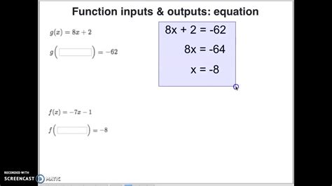 Function inputs & outputs: equation (practice) Khan …