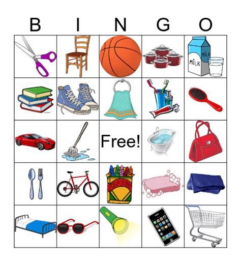 Function of Objects Bingo Card