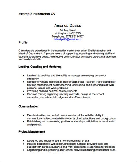 Functional Cv Template