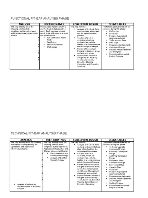 Functional Fit Gap Analysis Phase Business Process Information Technology