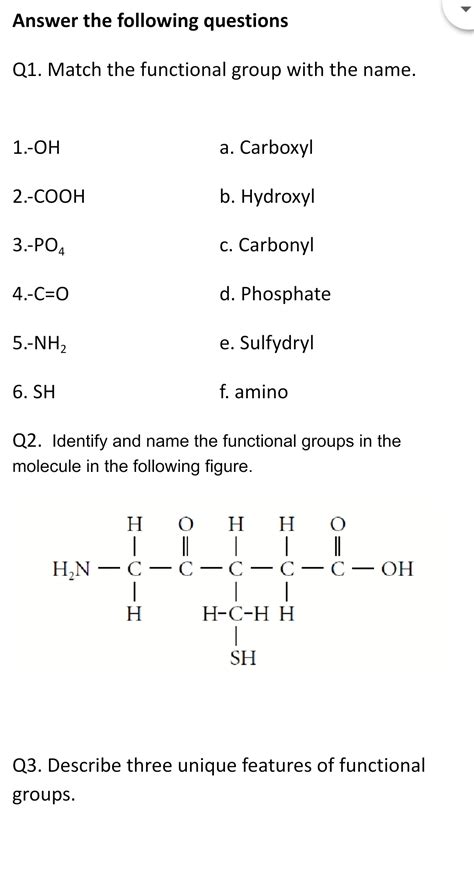 Functional Group Quiz With Answers
