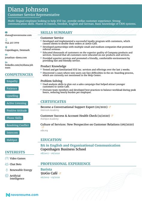 Functional resume format skills