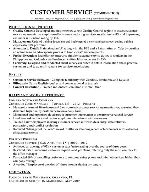 Functional resume samples in customer service