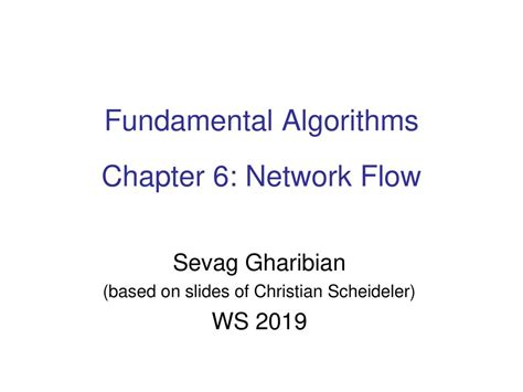 Fundamental Algorithms Chapter 6 Network Flow Ppt Download