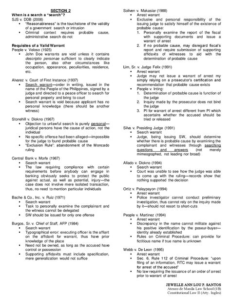 Fundamental Powers Case Doctrines - Consti II