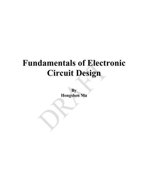 Fundamentals Of Electronic Circuit Design Mdp