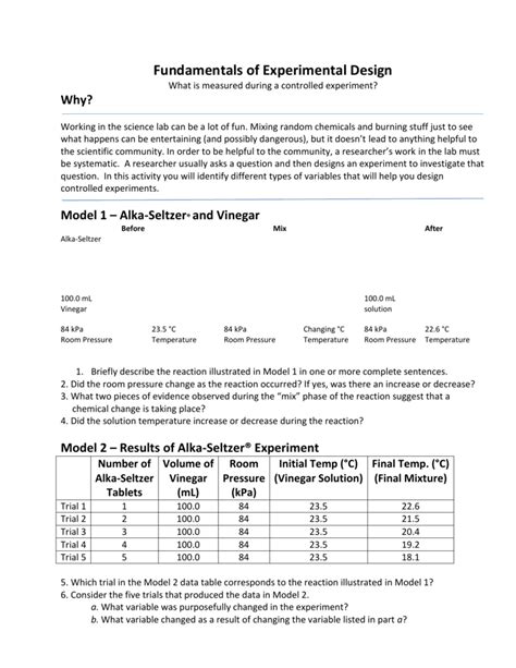 Fundamentals Of Experimental Design Answers Chemistry