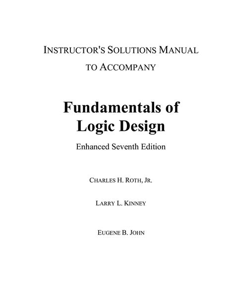 Fundamentals Of Logic Design Kinney Solutions