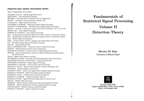 Fundamentals Of Statistical Signal Processing Volume Ii Detection Theory