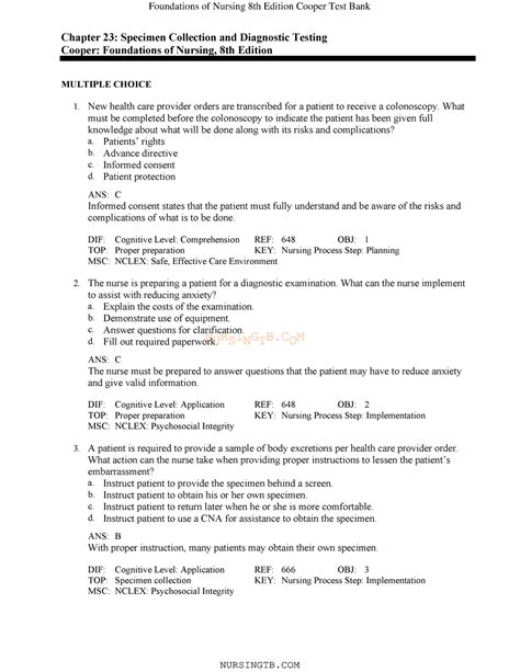 Fundamentals of Nursing Ch. 24 Practice Test - Quizlet