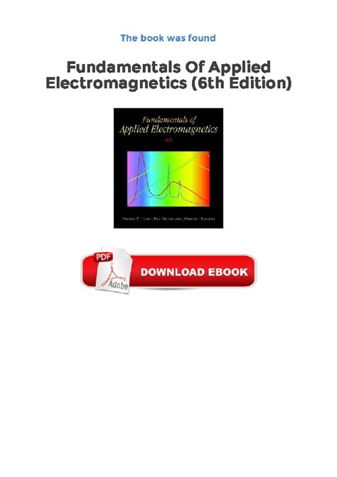 Fundamentals of applied electromagnetics 6th edition. - Il ne faut jurer de rien.