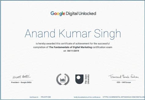 Fundamentals of digital marketing google certificate verification.  There are 26 modules...