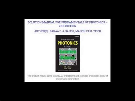 Fundamentals of photonics solution manual 2nd. - Praxis study guide music content knowledge.