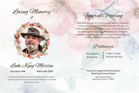Funeral Announcement Greeting Card Template in Adobe
