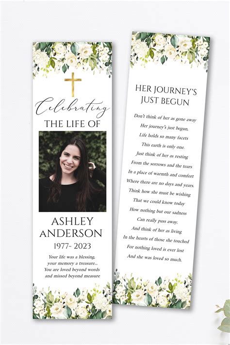Funeral Bookmark Template Forest Greenery Funeral Program Template