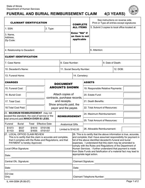 Funeral Payment Claim Form Image to u