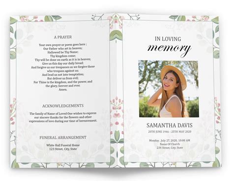 Funeral Program Booklet Template Sample Templates