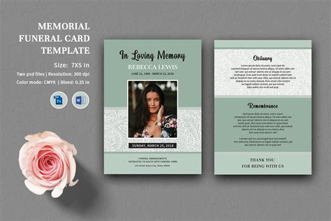 Funeral Program Card Template v914 Creative Templates