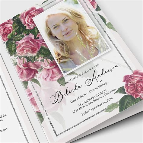 Funeral Program Template Antique Tea Rose Funeral Program Template