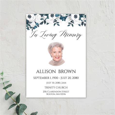 Funeral Program Template In Loving Memory Memorial Service Etsy