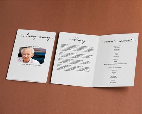 Funeral Program Template Printable Memorial Pamphlet Order Etsy Funeral program template