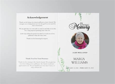 Funeral Program Template Publisher Master Template