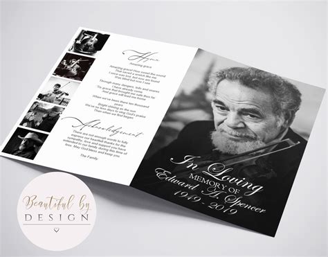 Funeral Program Template for Man Celebration of Life Program Etsy Funeral program template