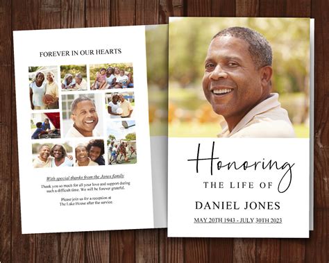 Funeral Program Template for Man Traditional Obituary Etsy Funeral program template, Program