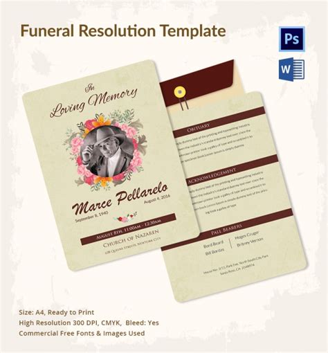 Funeral Resolution Template 5 Word PSD Format Download