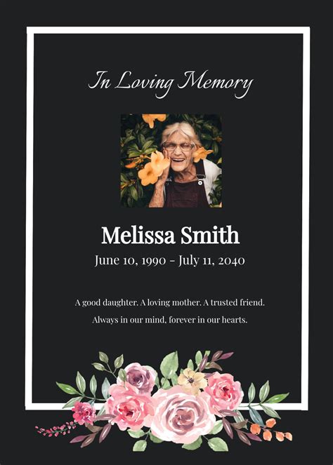 Funeral card template.  Our memorial & obituary template library has a range of styles for yo...