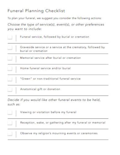 Funeral checklist for families.  Download your checklist now.  For instance, the li...