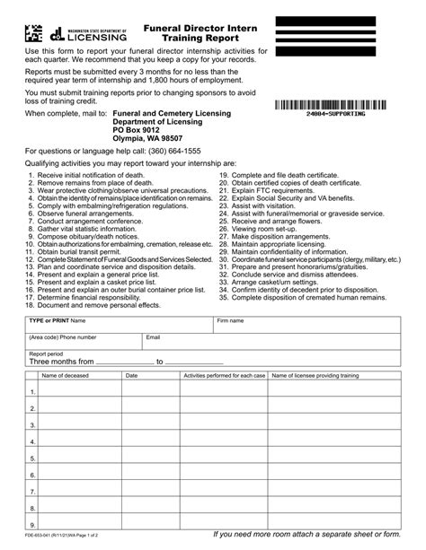 Funeral director intern training report.  Training Report You can use thi...
