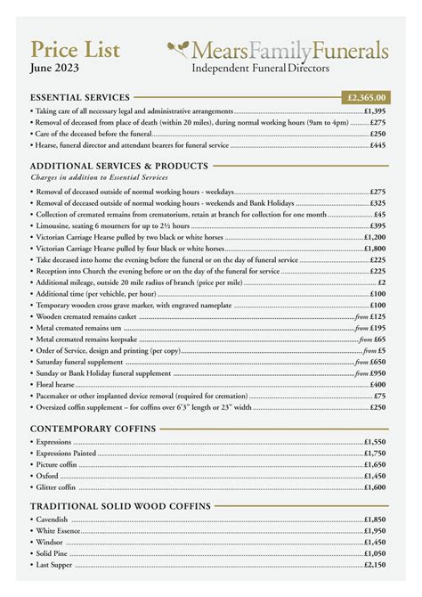 Funeral flowers price list. .  ...