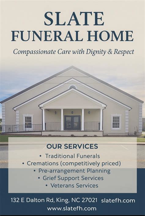 Funeral home king nc.  Please come by and visit our facilities.  Disco...