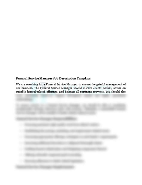 Funeral home manager job description.  Discover qualification needed, knowledge, skills,...