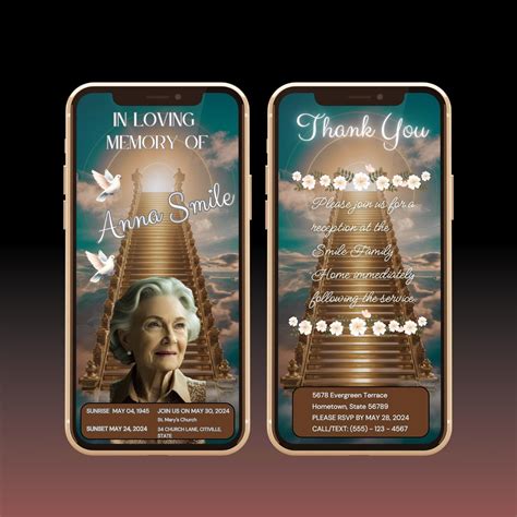 Funeral invitation digital.  Professional quality to honor your event.  Schau ...