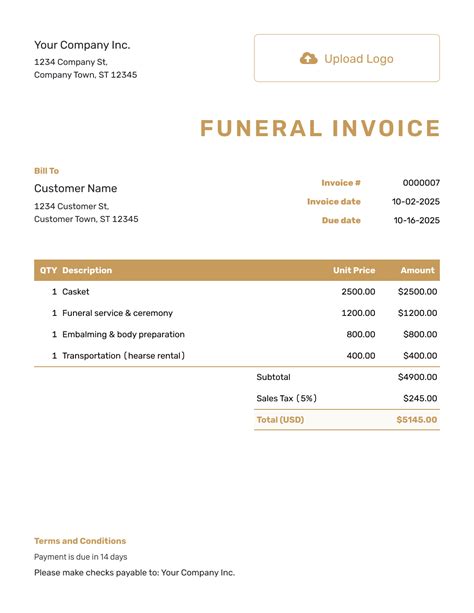 Funeral invoice example.  Free Funeral Invoice Template Providing funeral ...