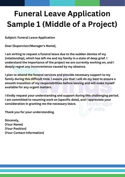 Funeral leave application for school.  It is essential to handle such situations wit...
