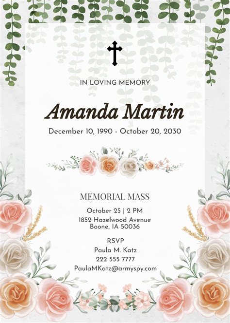 Funeral mass invitation sample.  Free for commercial use High Quality Images For exa...