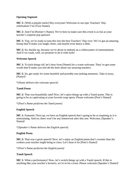 Funeral mc script. It includes sections where the MC welcomes those ga...