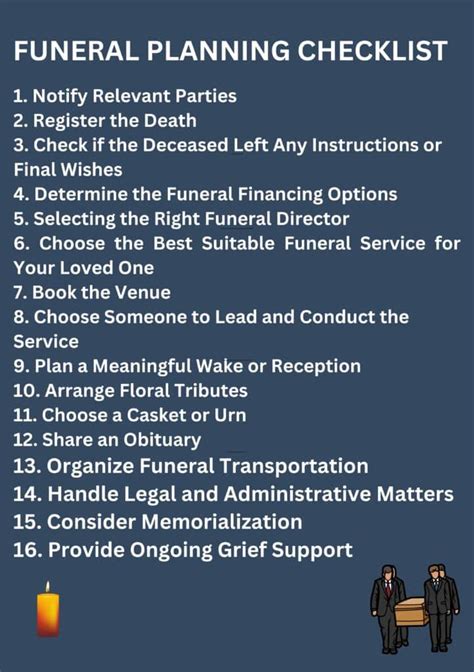 Funeral planning checklist.  Stay organised with tasks, documents, and decisi...