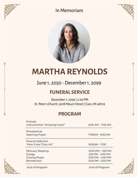 Funeral service outline.  You can focus on keeping the program Create a outline and bea...