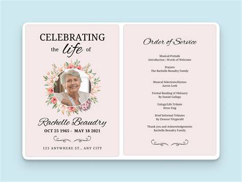 Funeral service program sample.  Includes sample programs and templates for a ...