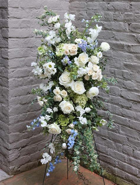 Funeral standing sprays.  Standing sprays frequently use foam in a long, rectangula...