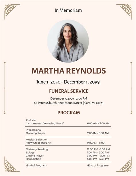 Funeral template.  Customization: You can personalize the template with ...