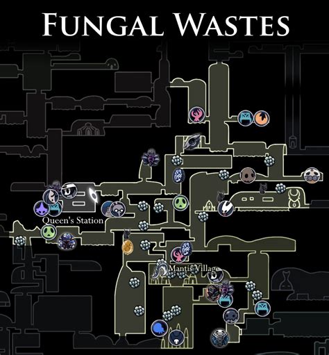 Fungal waste map. In This Guide. Overview Walkthrough Bosses Collectibles. This page of the IGN Hollow Knight Wiki Guide includes instructions on how to navigate the Fungal Wastes, the third major area in... 