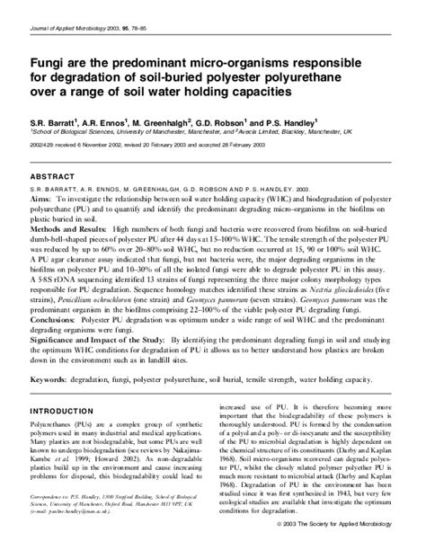 Fungi are the predominant micro‐organisms responsible for degradation …