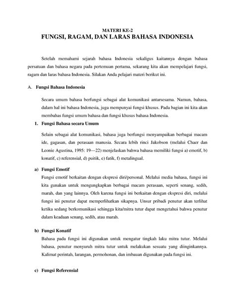 Fungsi, Ragam, Laras Bahasa - MATERI KE- FUNGSI, RAGAM, DAN …