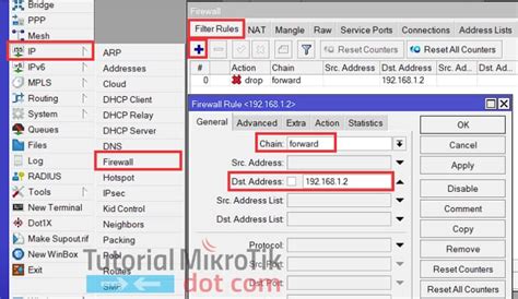 Fungsi Dari Fitur-Fitur Pada Firewall MikroTik