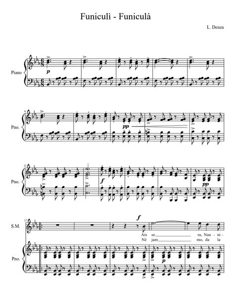 Funiculi Funicula in D Sheet music for Piano Download free in PDF or